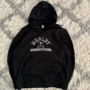 Hurley Hoodie Men's Large Black Big Logo Pullover Sweater Surfing Streetwear